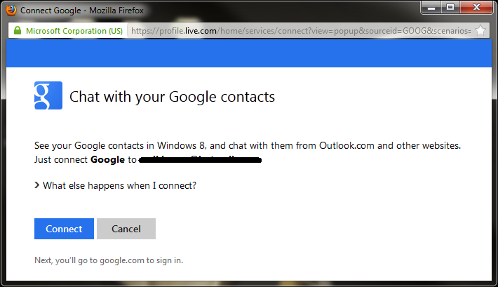 Google contacts in Outlook.com